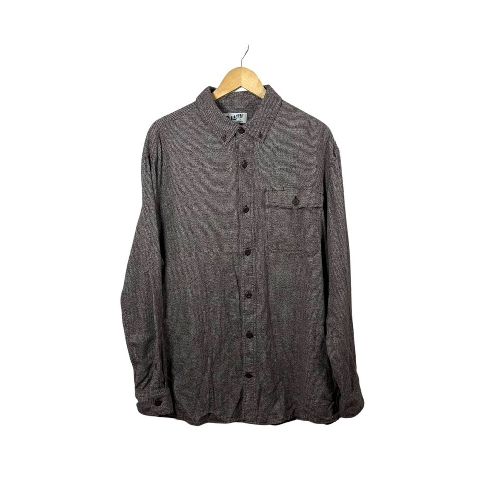 Duluth Trading Co Men’s Relaxed Fit Knit Button Down in Brown Size L